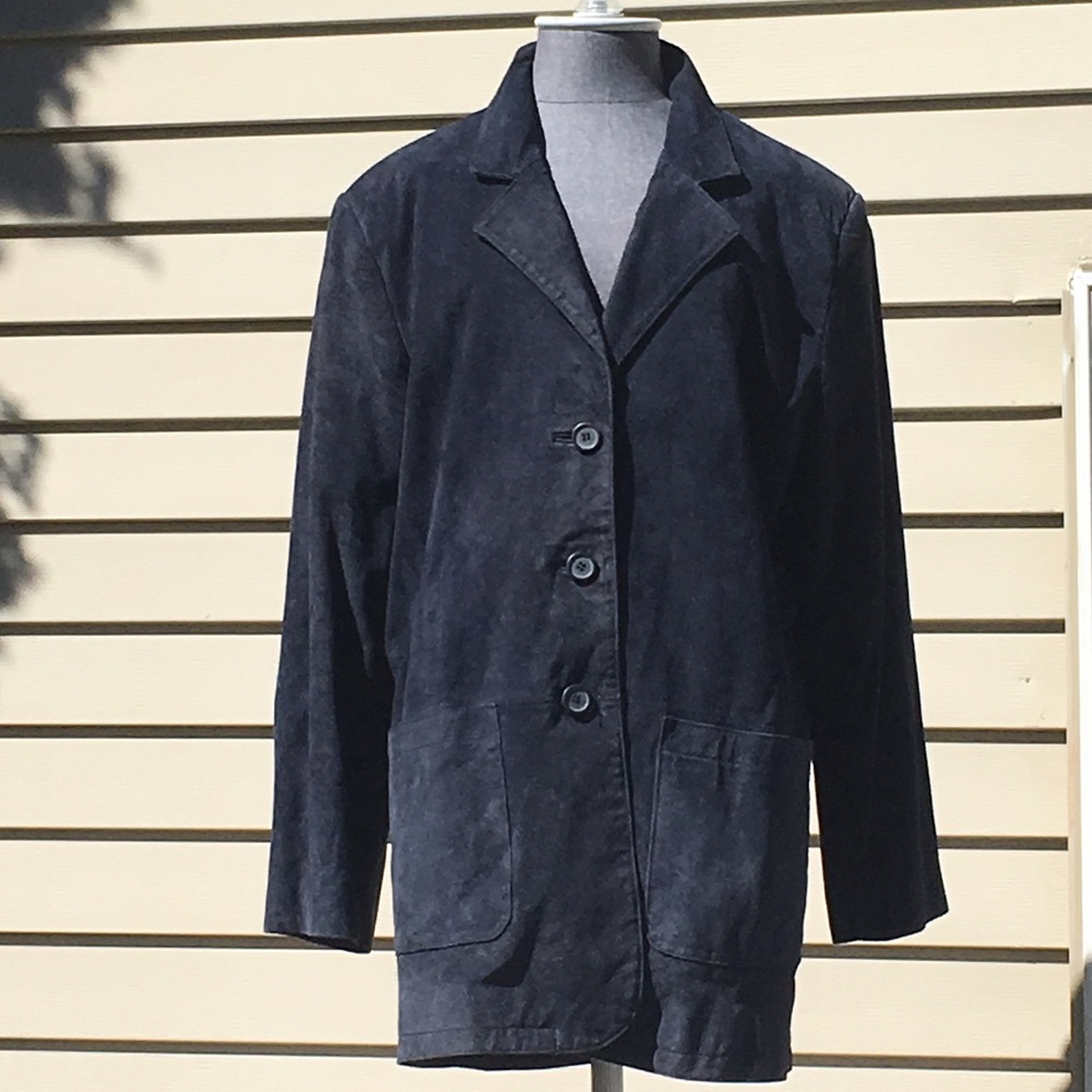 💙Margaret Godfrey Blue Suede Blazer NWOT!